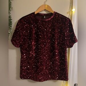 Sequin Burgundy Top- NWT
